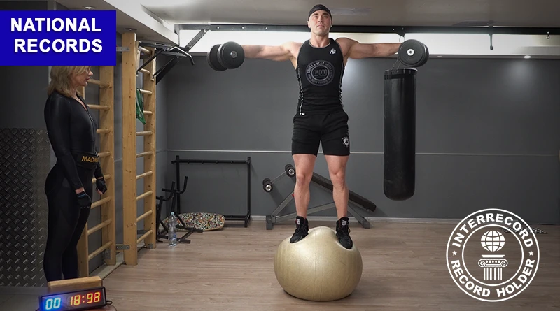 highest weight lifted with side lifts in one minute standing on the Swiss ball