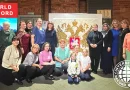 largest coat of arms of Russia made of clay hydrangeas